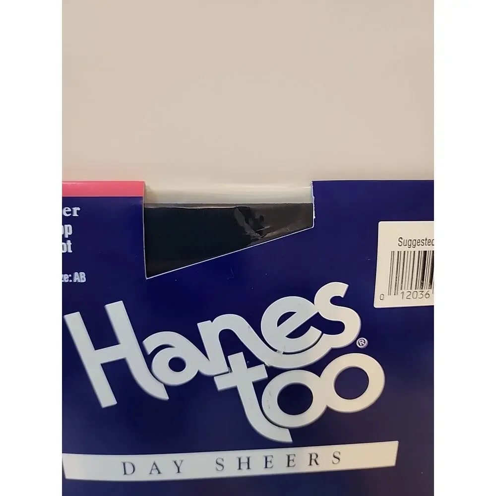 2 Pair HANES TOO Day Sheers Control Top Pantyhose Size AB 137 Navy Blue Sandalfo
